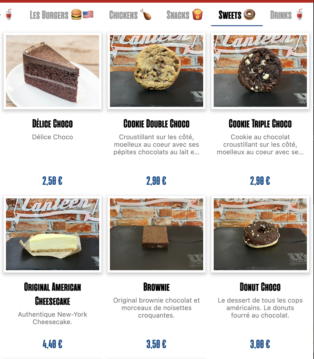 Menu U's Canteen - Paris 14-6